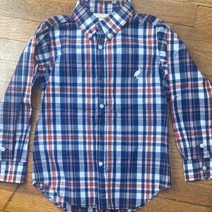 The Beaufort Bonnet Company red white and blue plaid boys button up 7